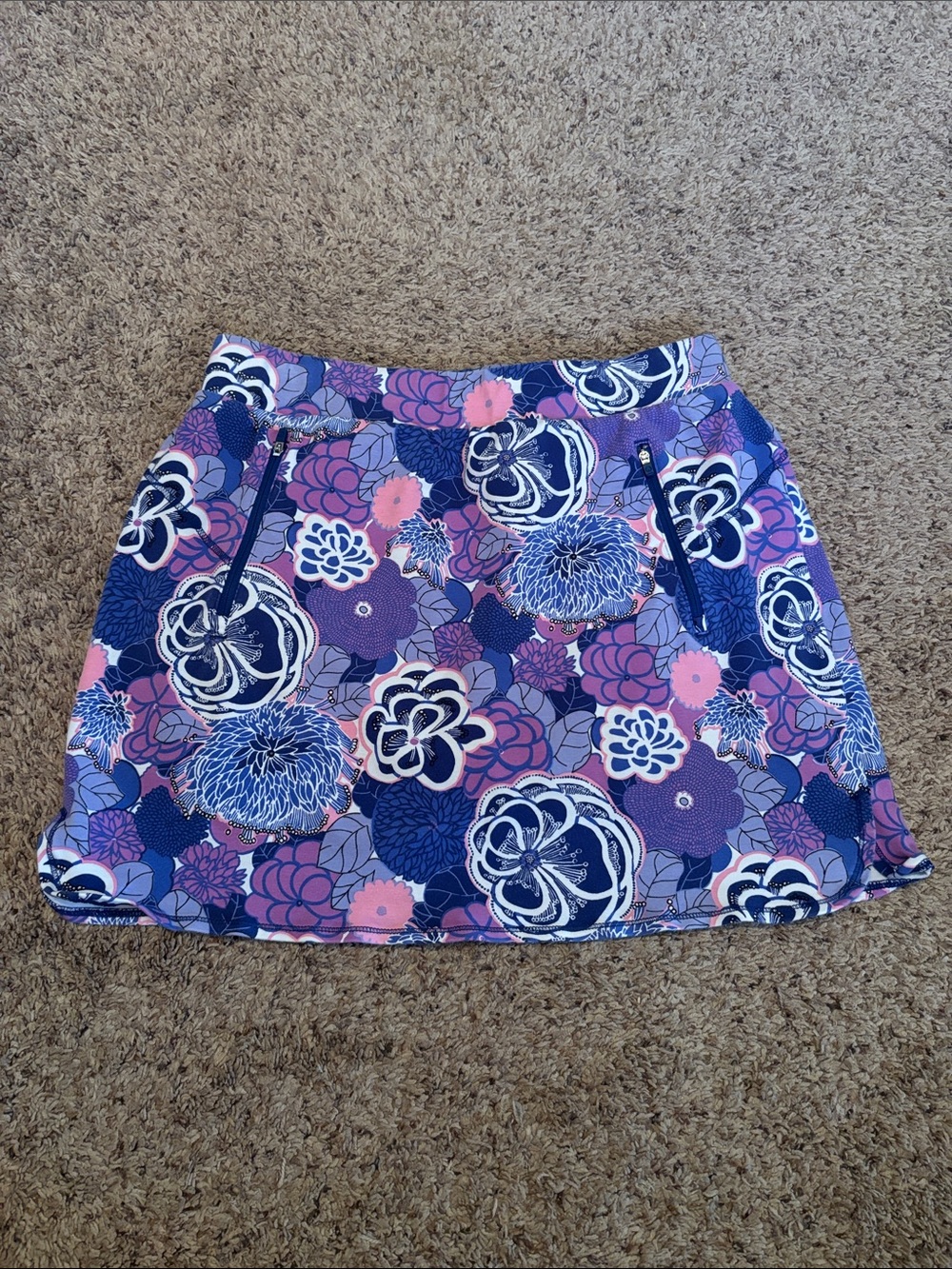 Talbots Floral Print Purple Pink Blue Skort LP L